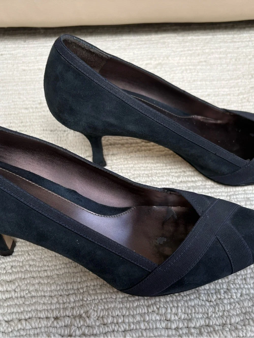 Joan & David Navy Pointed Toe Suede Pumps